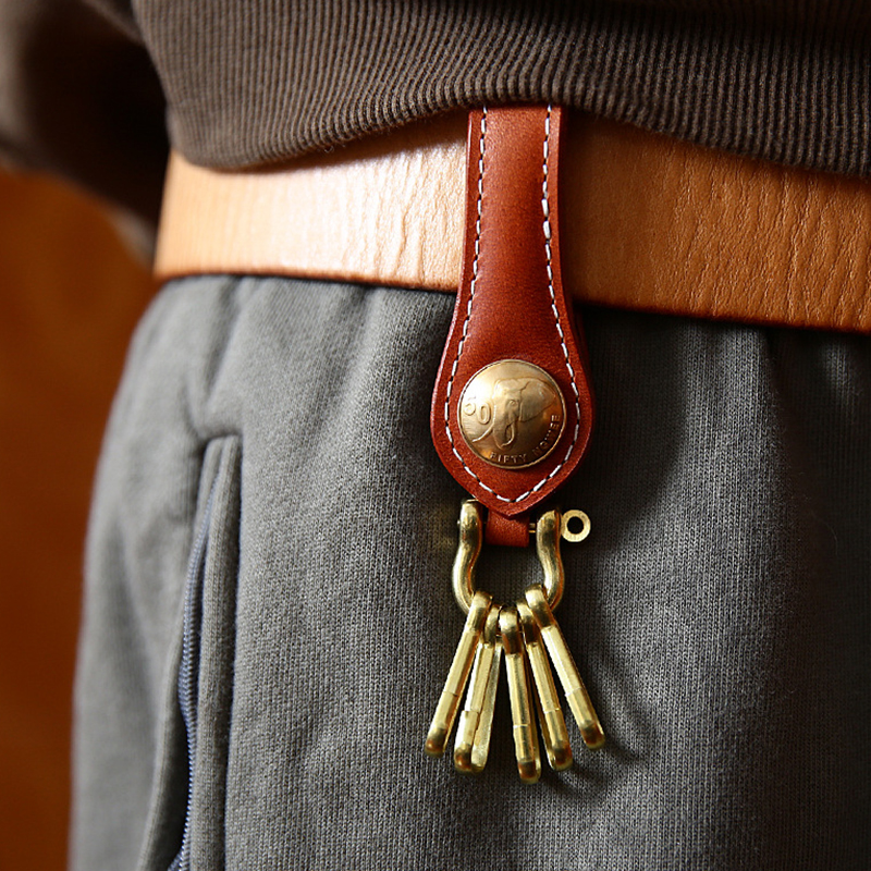 Baby Nursery Yellow - Genuine Leather Belt Key Chain Luxury