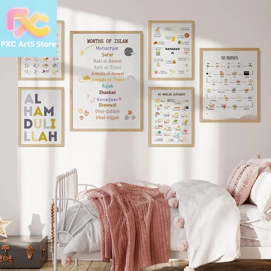 Baby Nursery Posters - 1pc frameless Islam Muslim Prophets Arabic