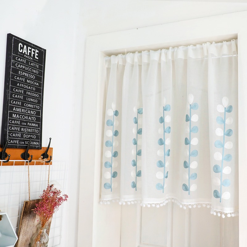 Baby Nursery Curtains - White Lace Sheer Valance Curtain,Rustic Rod