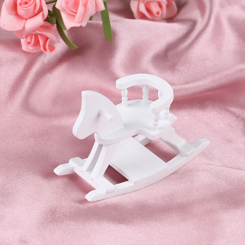 Rocking Chair Nursery - 1/12 Dollhouse Miniature White Wooden Rocking