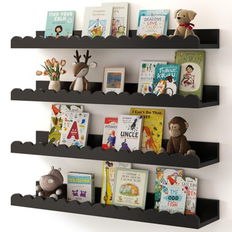Baby Nursery Shelves - Nursery Book Shelves 4-Pack Floating Shelves