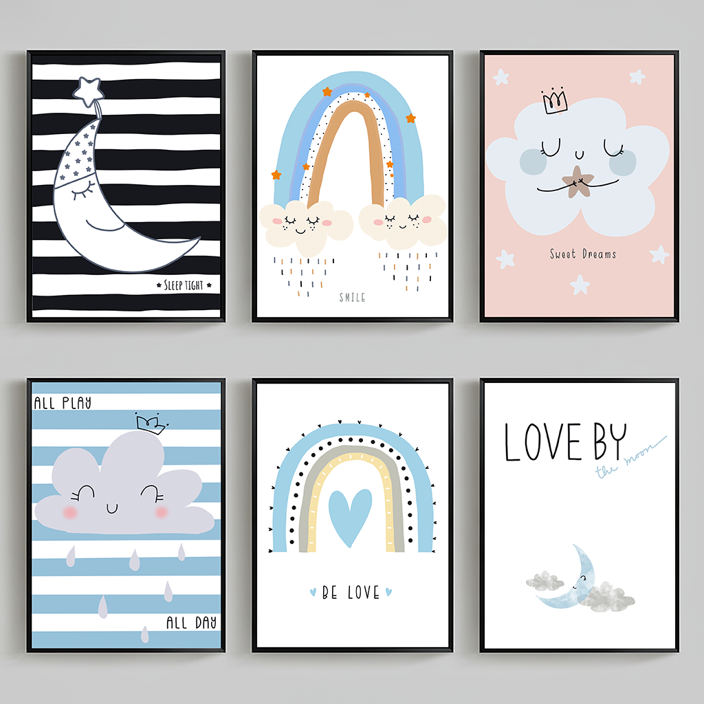 Baby Girl Nursery Quotes - Nursery Quotes Wall Art, Rainbow Moon