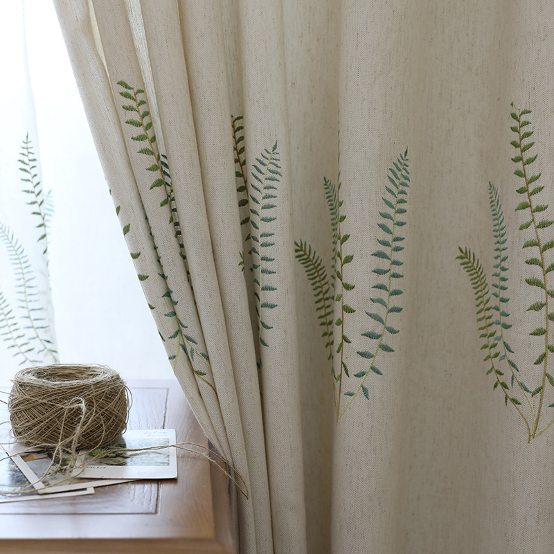 Baby Nursery Curtains - Embroidered Pastoral Linen Curtains for Living