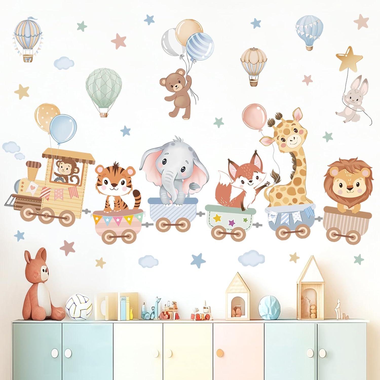 Baby Nursery Images Free - Jungle Animals Train Wall Stickers -