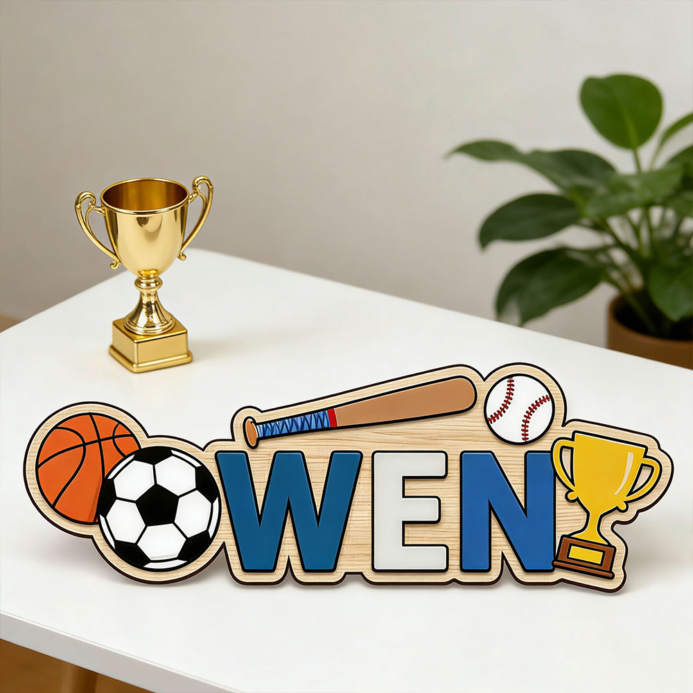 Baby Nursery Sign - Custom Basketball Soccer Baseball Sports Name