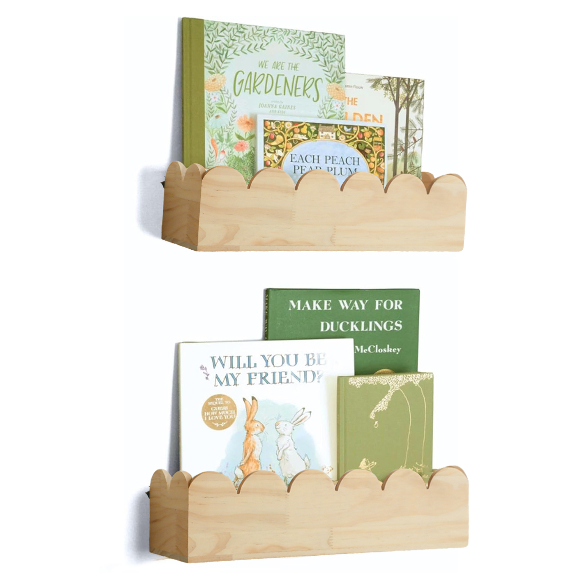 Baby Nursery Shelves - Boho Wooden Wall Shelf, Natural Pine