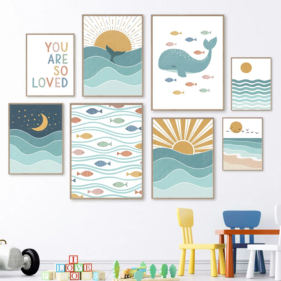 Baby Girl Nursery Quotes - Fish Whale Seagull Sunrise Sunset Beach