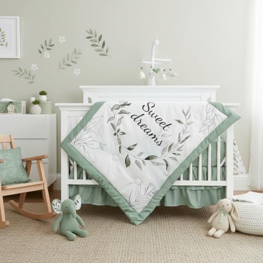 Baby Nursery Bedding - Green Crib Bedding Set 4-Piece Baby
