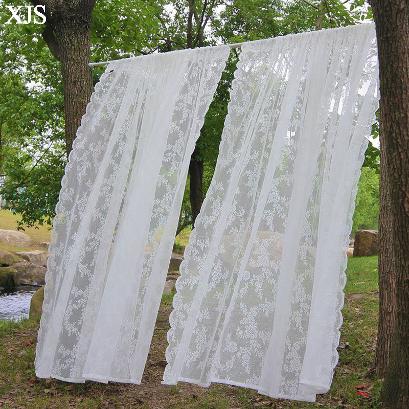 Baby Nursery Curtains - French White Lace Sheer Curtains, Rod