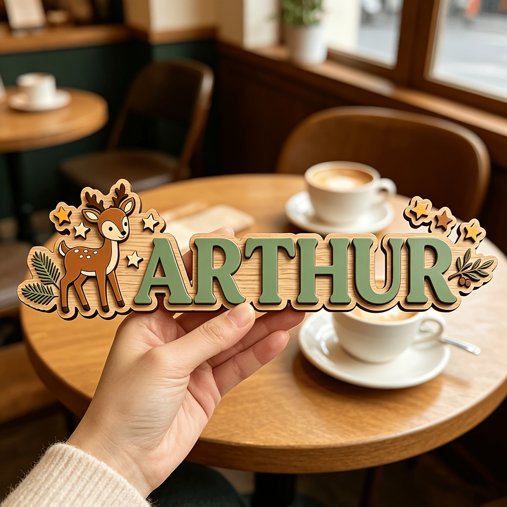 Baby Nursery Sign - Custom Deer & Star Wooden Name