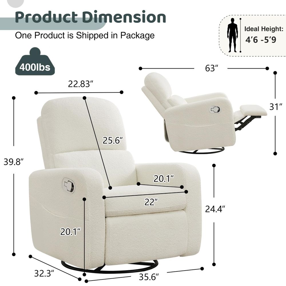 Rocking Chair Nursery - Rocker Recliner, Oversized Boucle Glider Recliner