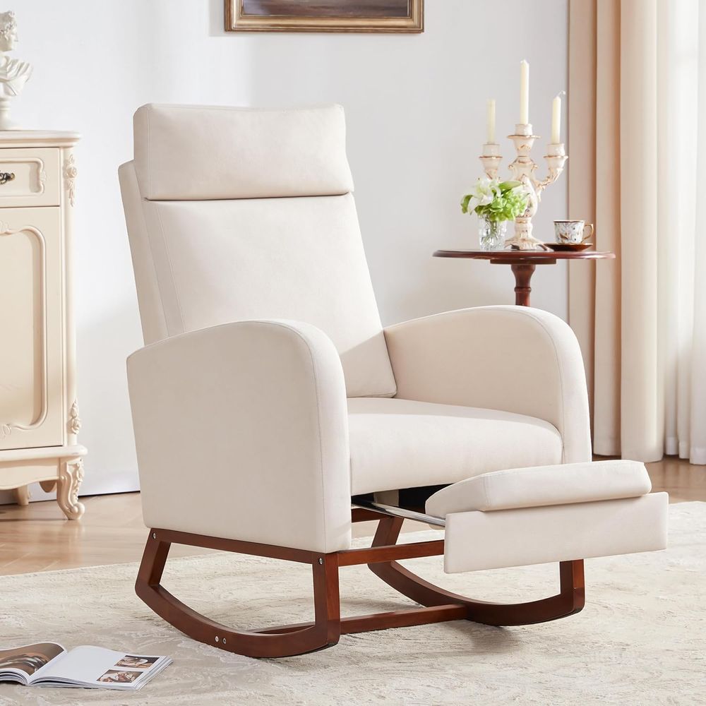 Baby Nursery Glider Chair - Ergonomic High-Back Baby Glider Rocker Chair,