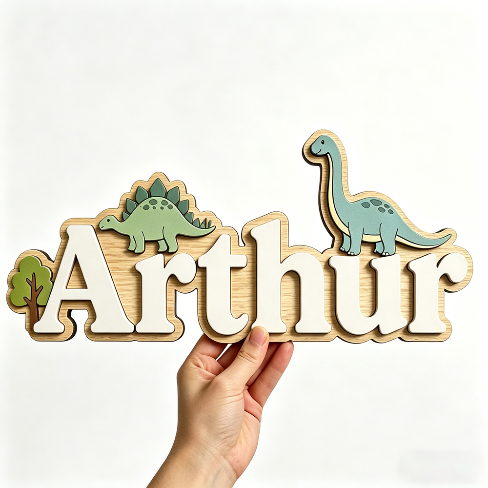 Baby Nursery Green - Whimsical Stegosaurus & Brachiosaurus Custom Name