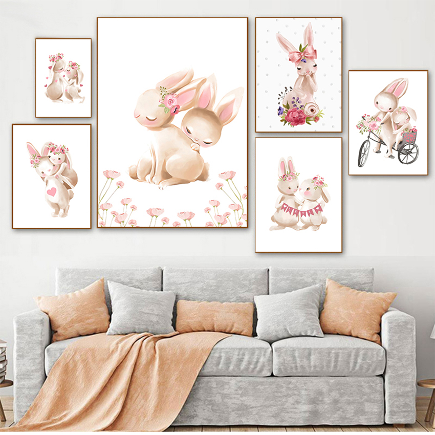 Baby Nursery Pictures - Pink Flowers Cartoon Picture Girl Baby
