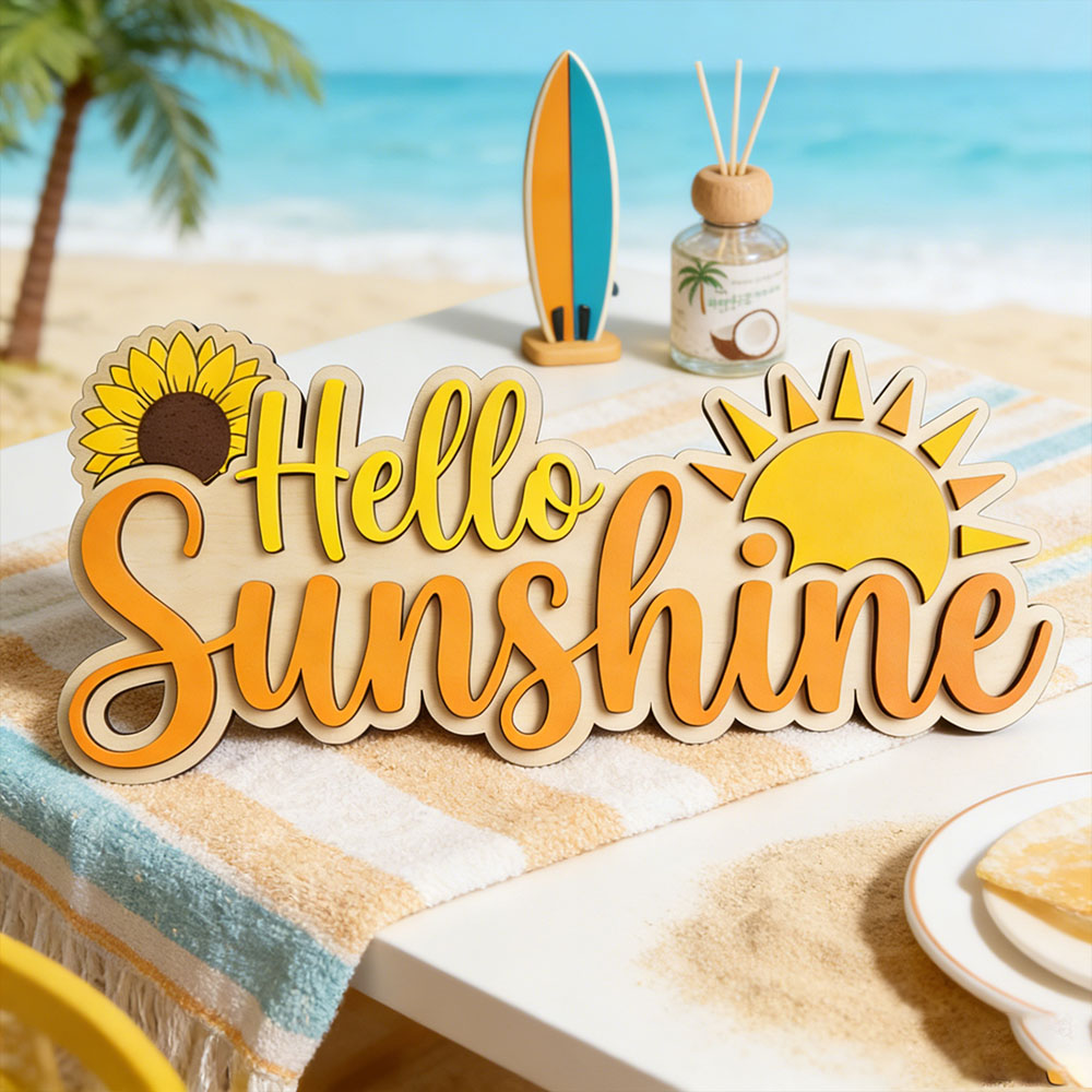 Baby Nursery Sign - Hello Sunshine 3D Wooden Sign 30cm