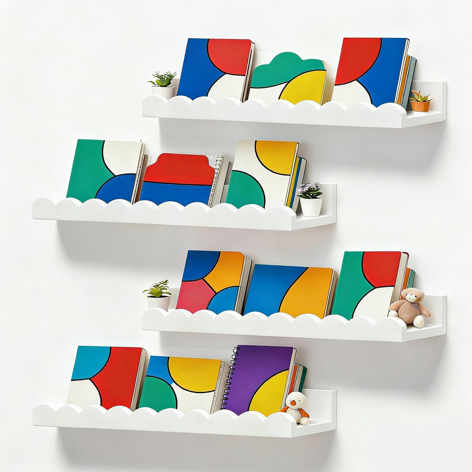 Baby Nursery Shelves - Nursery Book Shelves, Set of 4