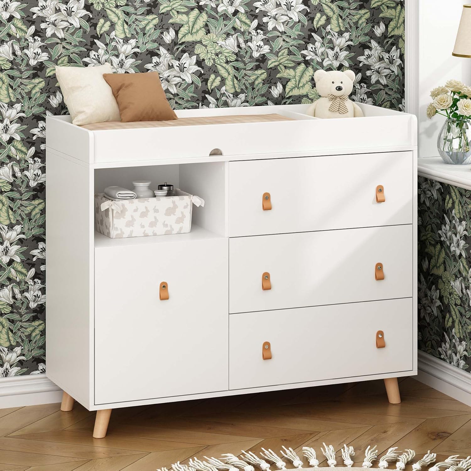 Baby Nursery Shelves - Baby Dresser Changing Table with Drawers