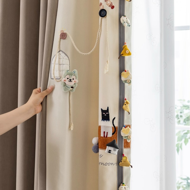 Cat Star Cartoon Embroidery Cu - Baby Nursery Curtains recensione e prezzo