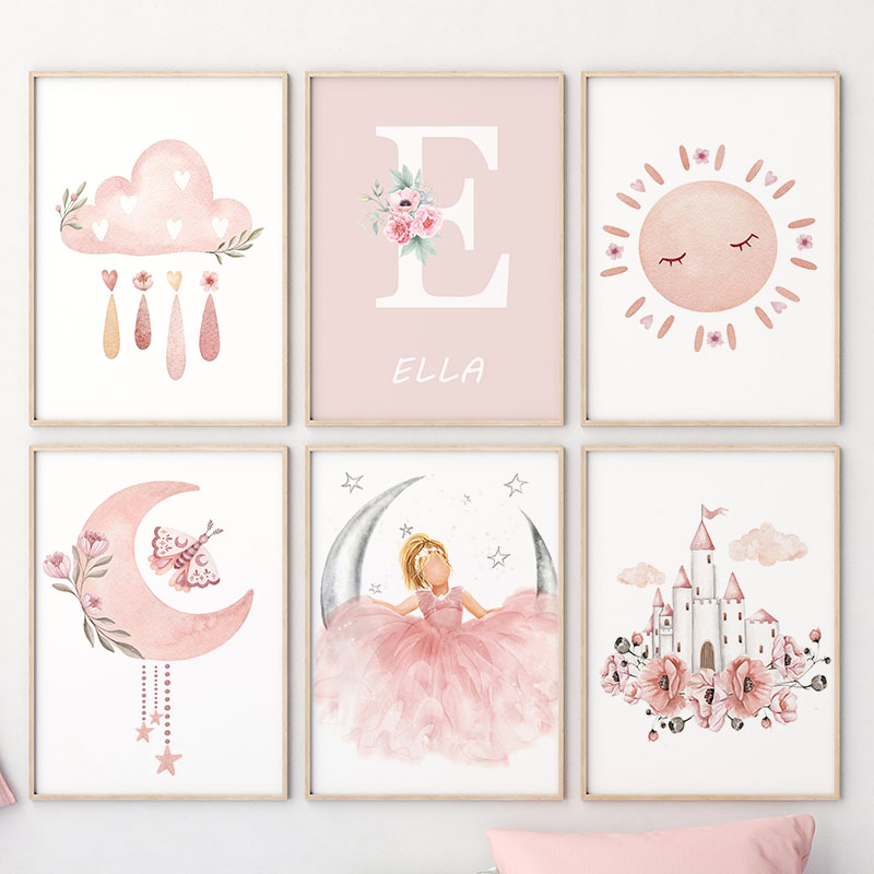 Pink Angel Girl Sun Moon Cloud - Baby Nursery Pictures recensione e prezzo