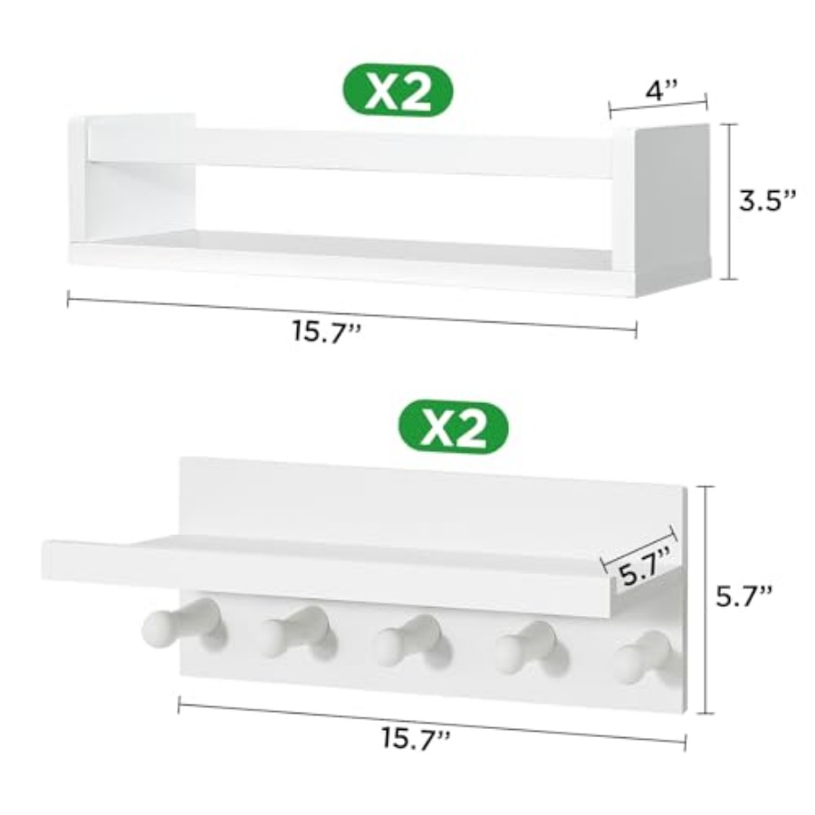 Set of Four Floating Book Shel - Baby Nursery Shelves recensione e prezzo