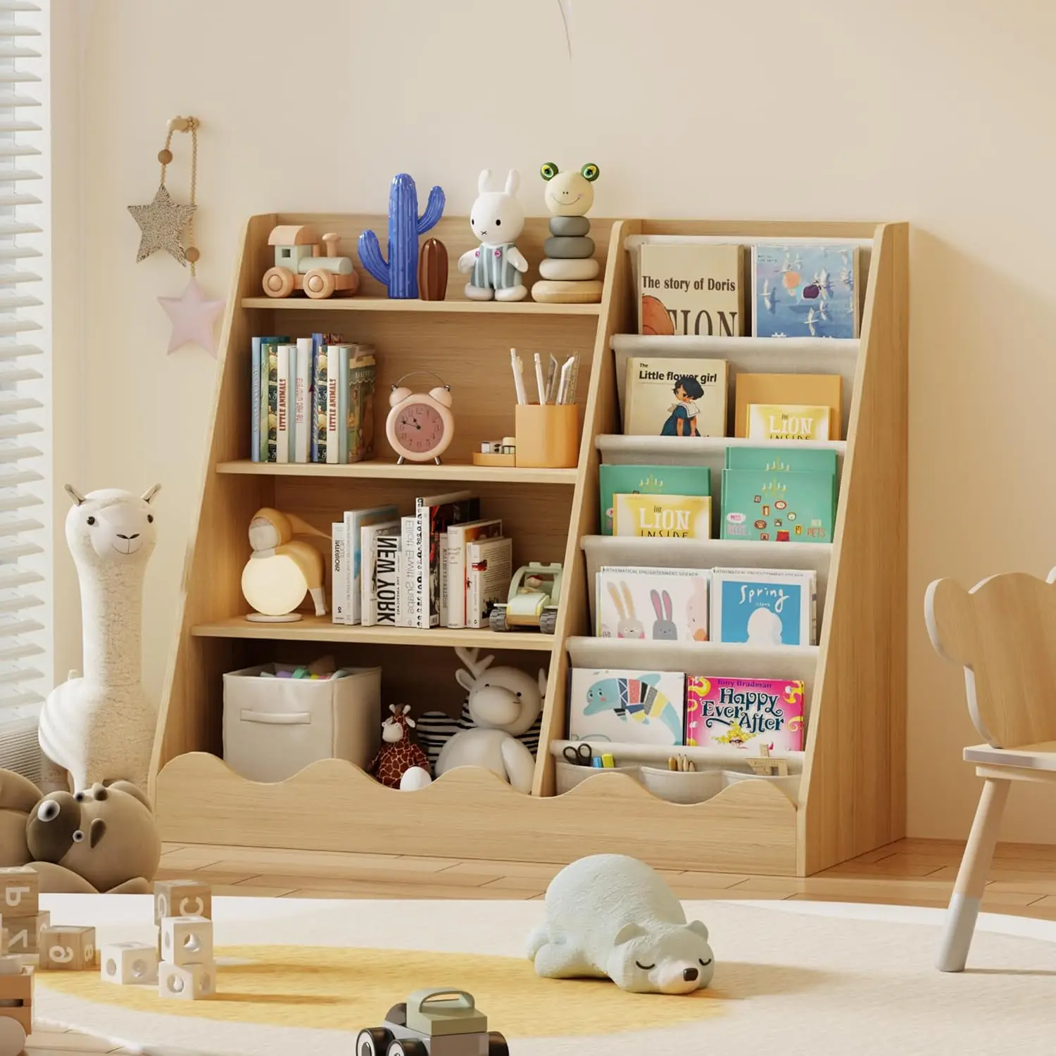 Wooden Kids Bookcase 4 Tier Ba - Baby Nursery Shelves recensione e prezzo