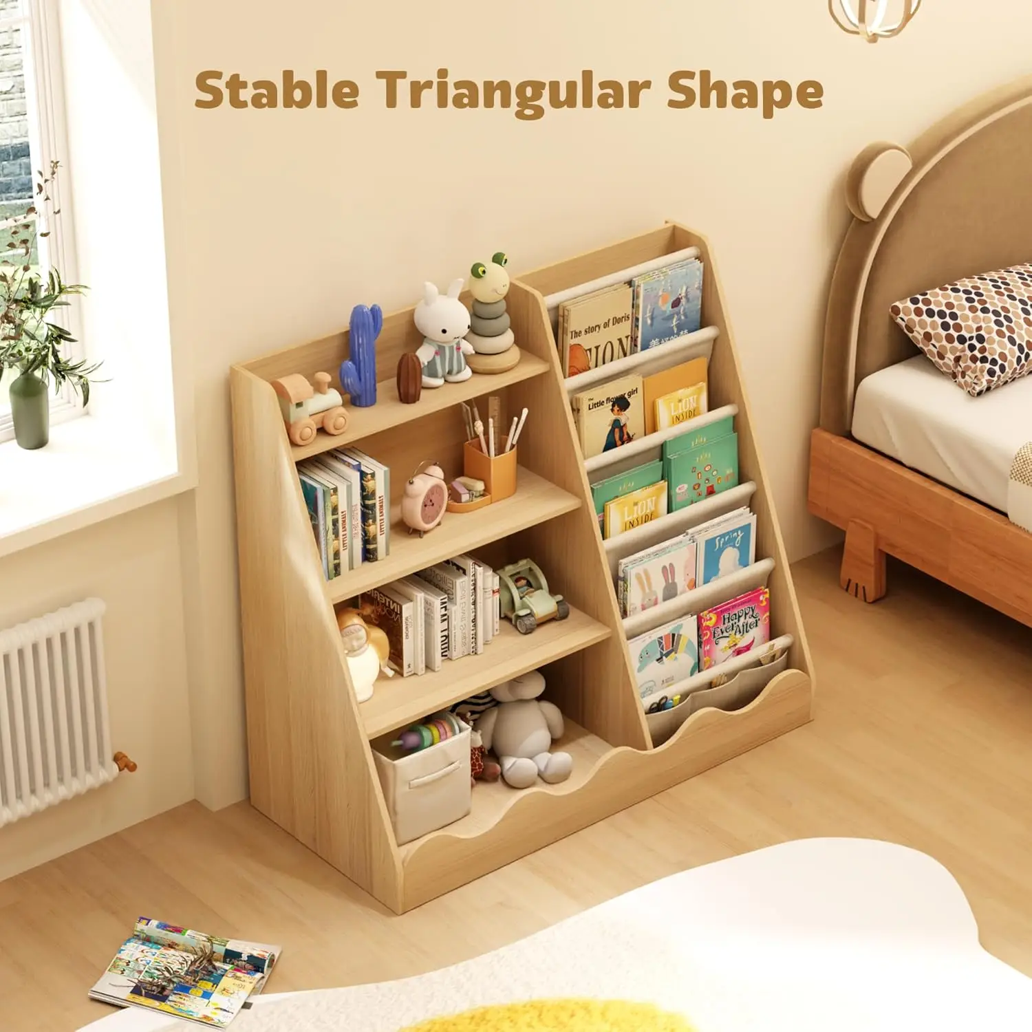 Wooden Kids Bookcase 4 Tier Ba - Baby Nursery Shelves recensione e prezzo