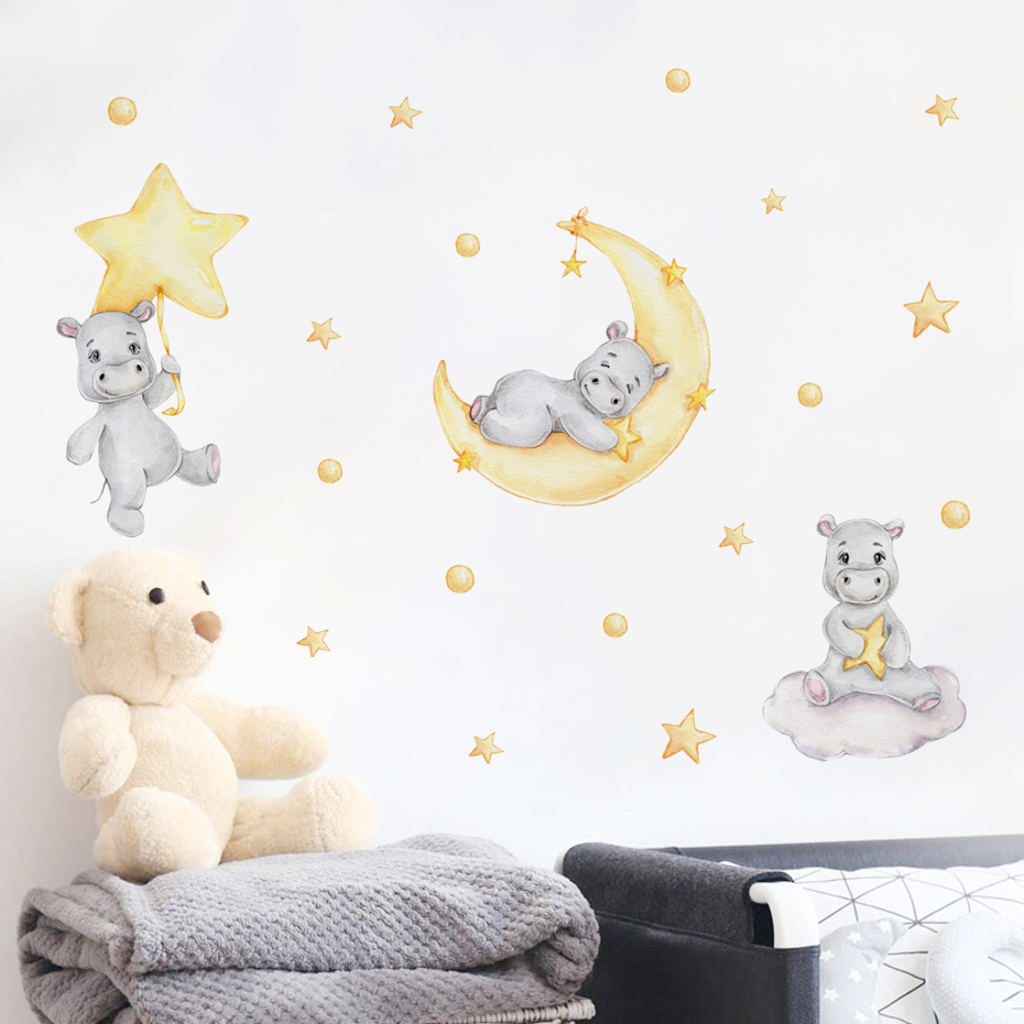 Boho Cartoon Cute Yellow Hippo - Baby Nursery Yellow recensione e prezzo