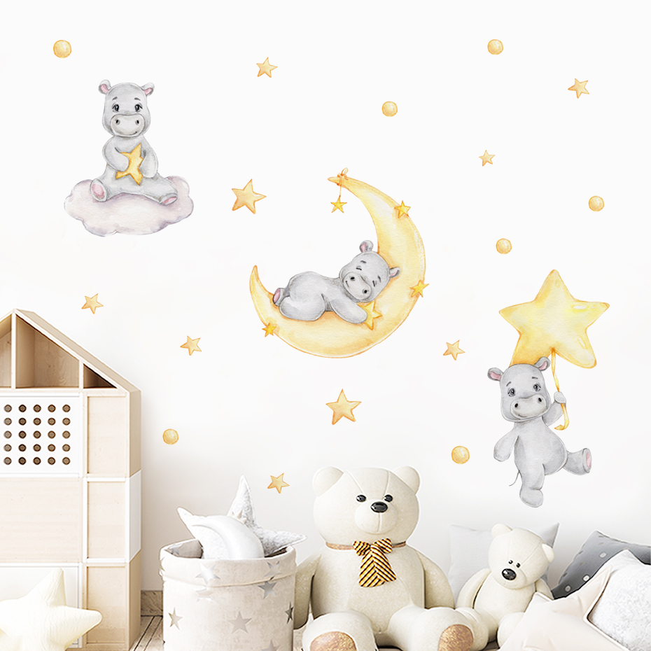 Boho Cartoon Cute Yellow Hippo - Baby Nursery Yellow recensione e prezzo