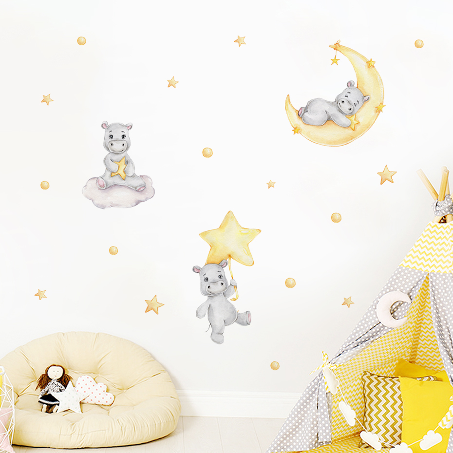 Boho Cartoon Cute Yellow Hippo - Baby Nursery Yellow recensione e prezzo