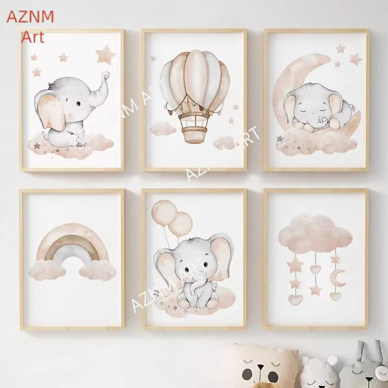 Elephant Balloon Rainbow Moon  - Baby Nursery Pictures recensione e prezzo