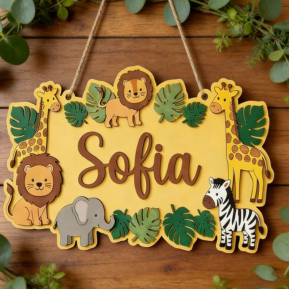 Personalized Safari Name Sign, - Baby Nursery Yellow recensione e prezzo