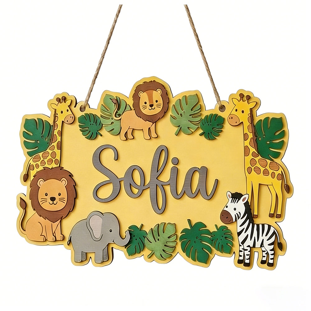 Personalized Safari Name Sign, - Baby Nursery Yellow recensione e prezzo