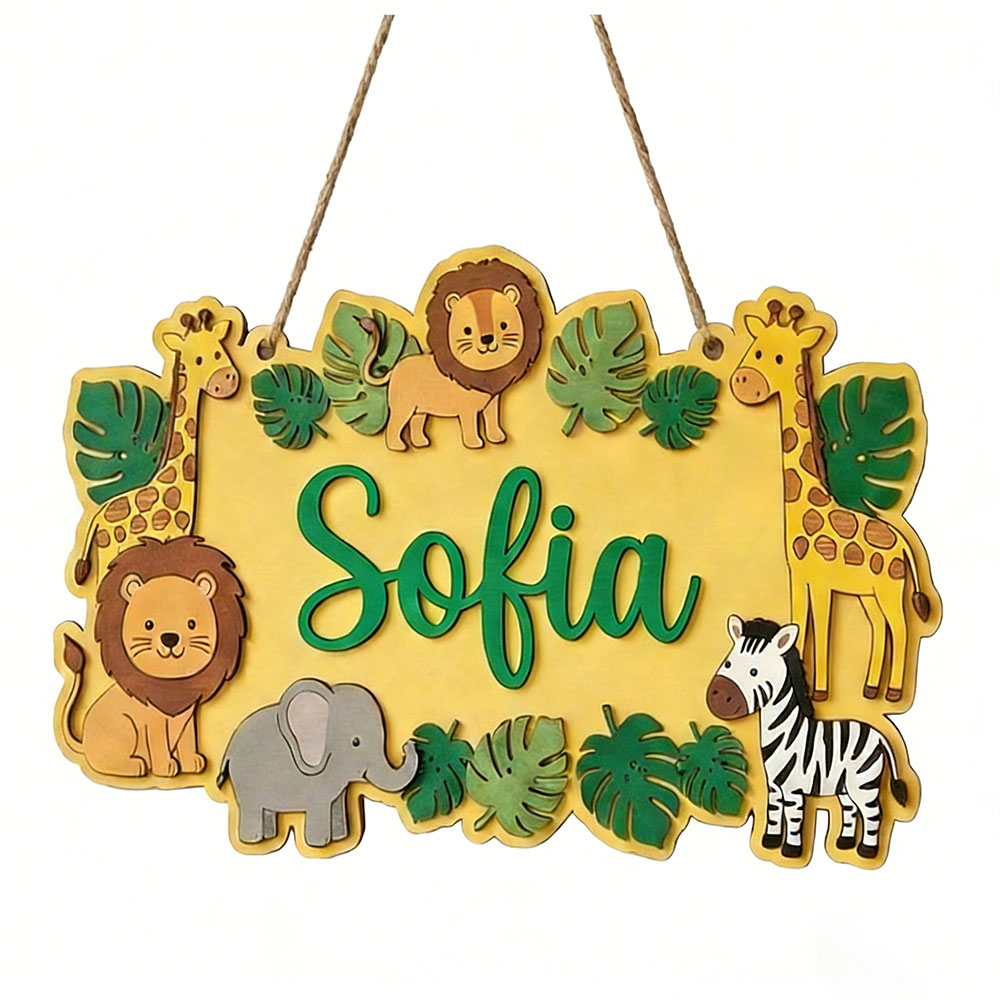 Personalized Safari Name Sign, - Baby Nursery Yellow recensione e prezzo