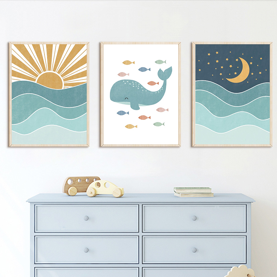 Fish Whale Seagull Sunrise Sun - Baby Girl Nursery Quotes recensione e prezzo