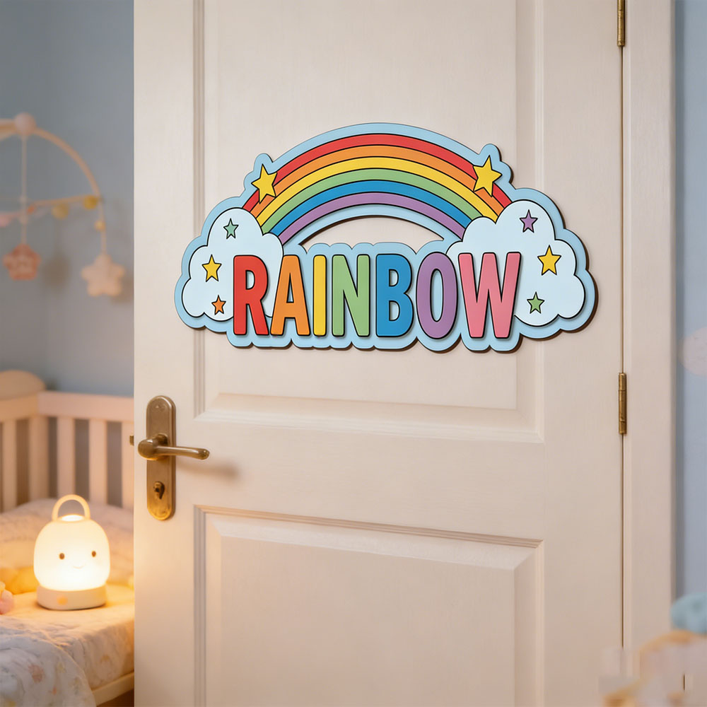 Custom Rainbow Cloud Star Name - Baby Nursery Sign recensione e prezzo