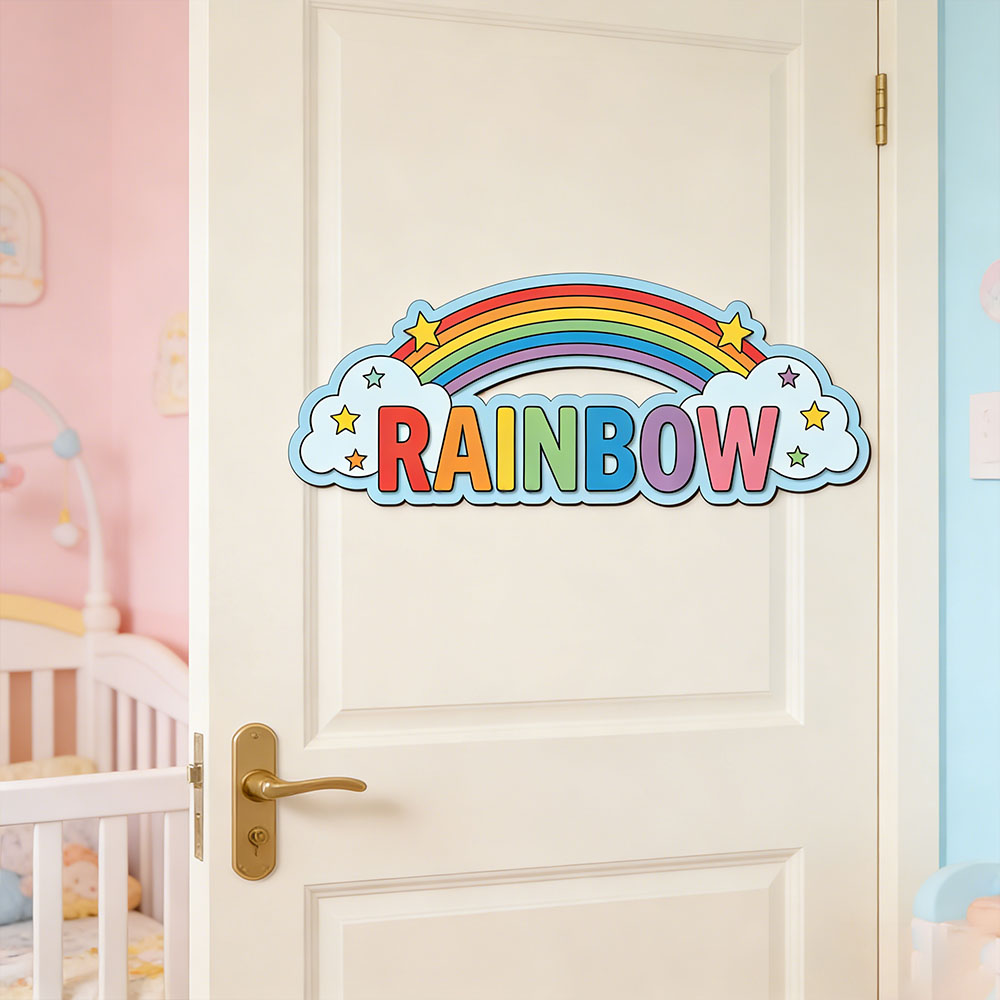 Custom Rainbow Cloud Star Name - Baby Nursery Sign recensione e prezzo
