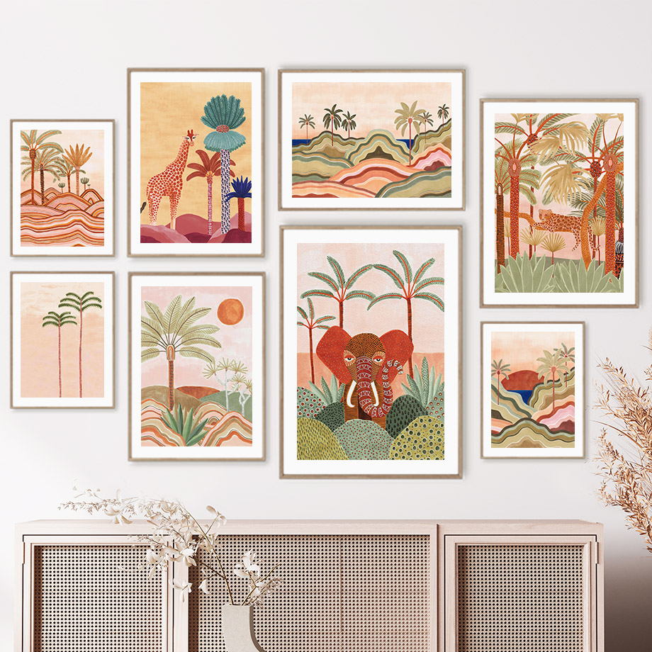 Watercolor Tropical Tree Giraf - Baby Nursery Pictures recensione e prezzo