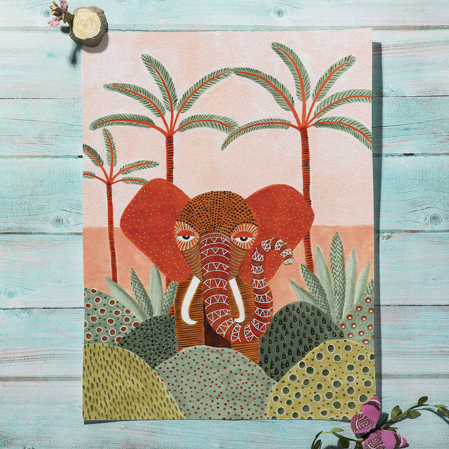 Watercolor Tropical Tree Giraf - Baby Nursery Pictures recensione e prezzo