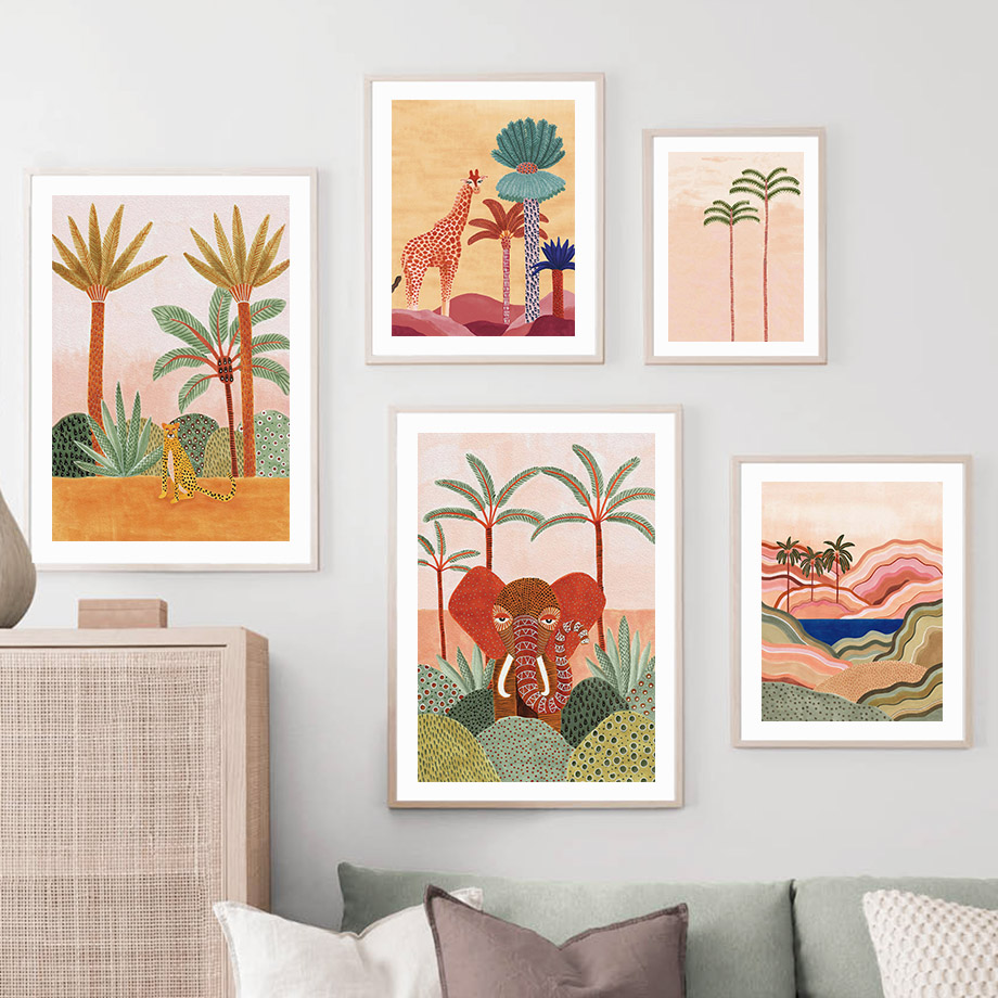 Watercolor Tropical Tree Giraf - Baby Nursery Pictures recensione e prezzo
