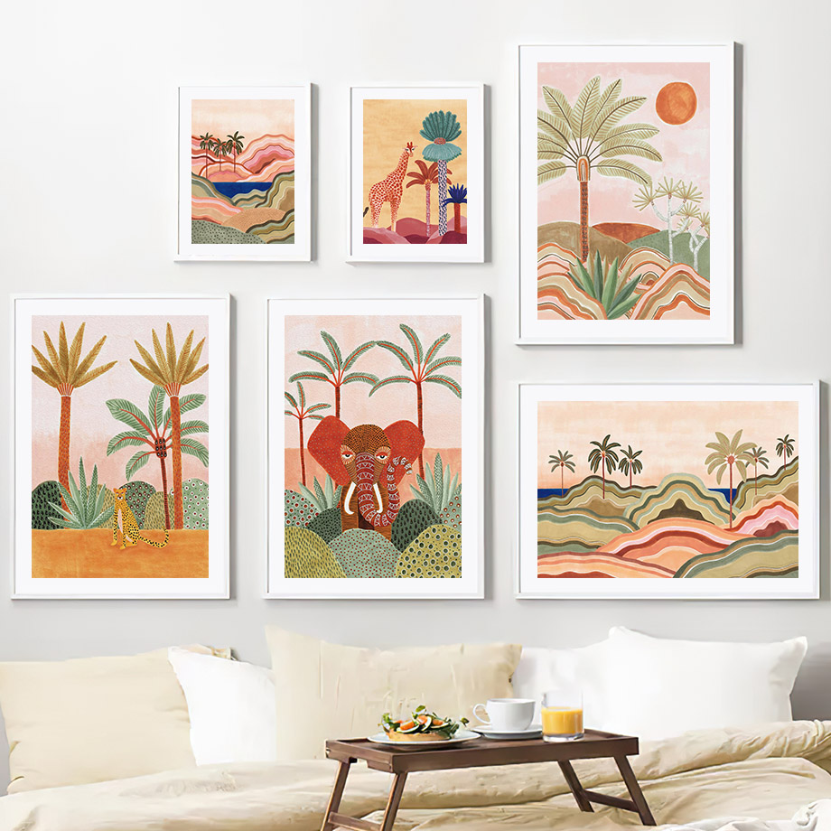 Watercolor Tropical Tree Giraf - Baby Nursery Pictures recensione e prezzo