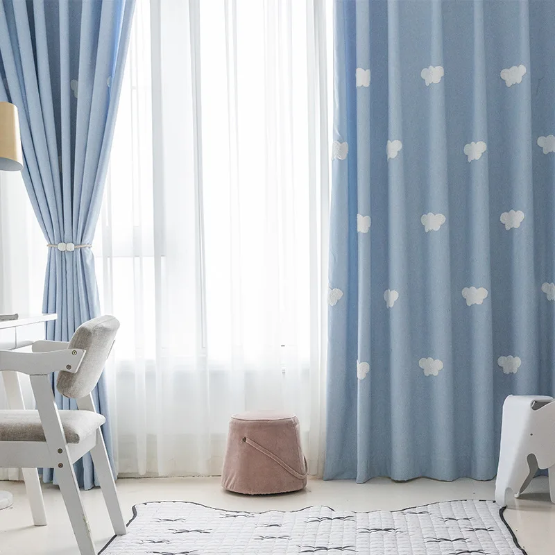 1PC Cartoon 3D Cloud Blue Blac - Baby Nursery Curtains recensione e prezzo