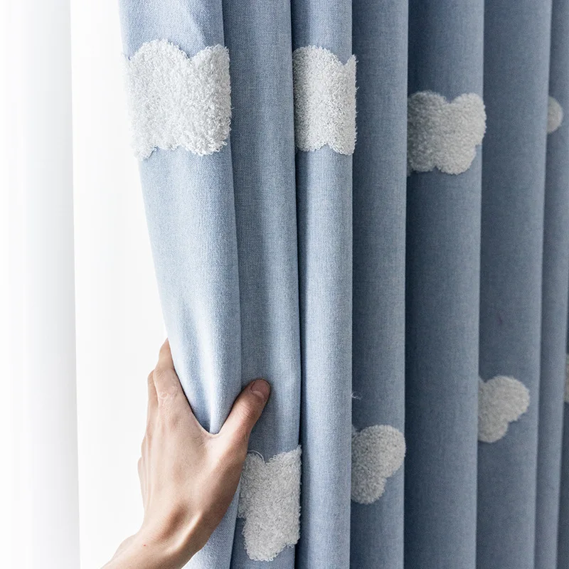 1PC Cartoon 3D Cloud Blue Blac - Baby Nursery Curtains recensione e prezzo