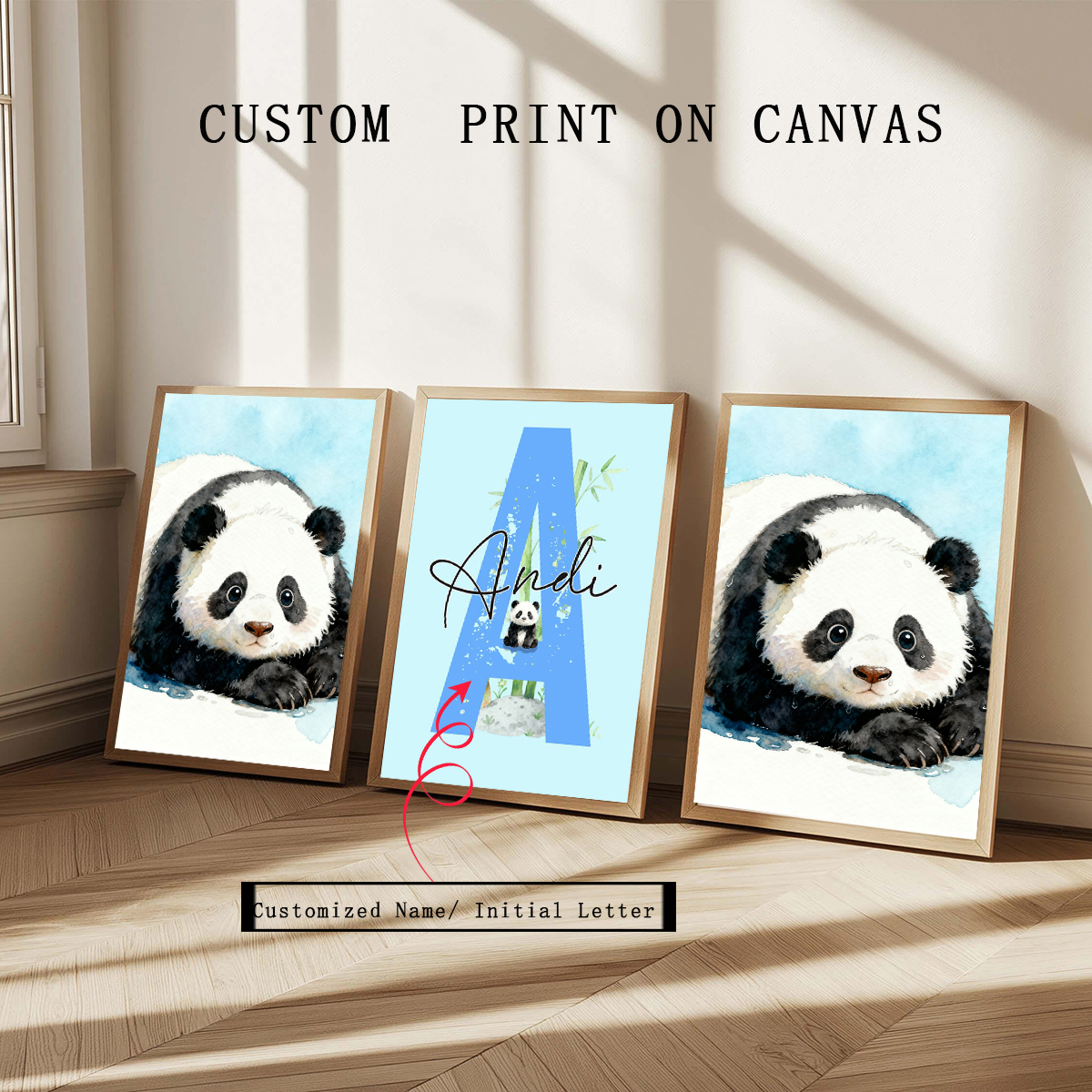 3pcs Personalized Panda Nurser - Baby Nursery Pictures recensione e prezzo