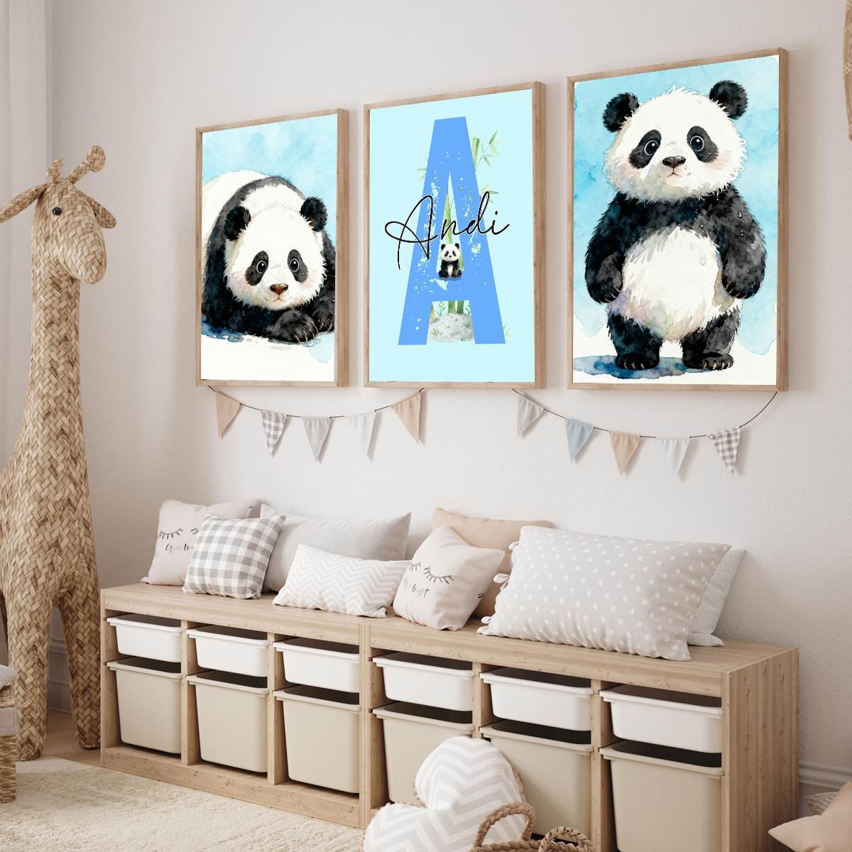 3pcs Personalized Panda Nurser - Baby Nursery Pictures recensione e prezzo