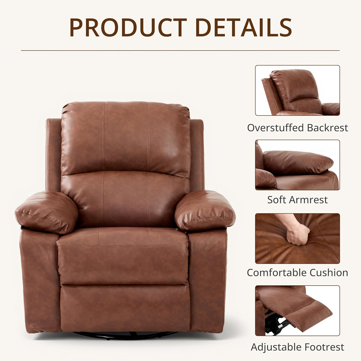 360° Swivel Rocking Leather Re - Rocking Chair Nursery recensione e prezzo