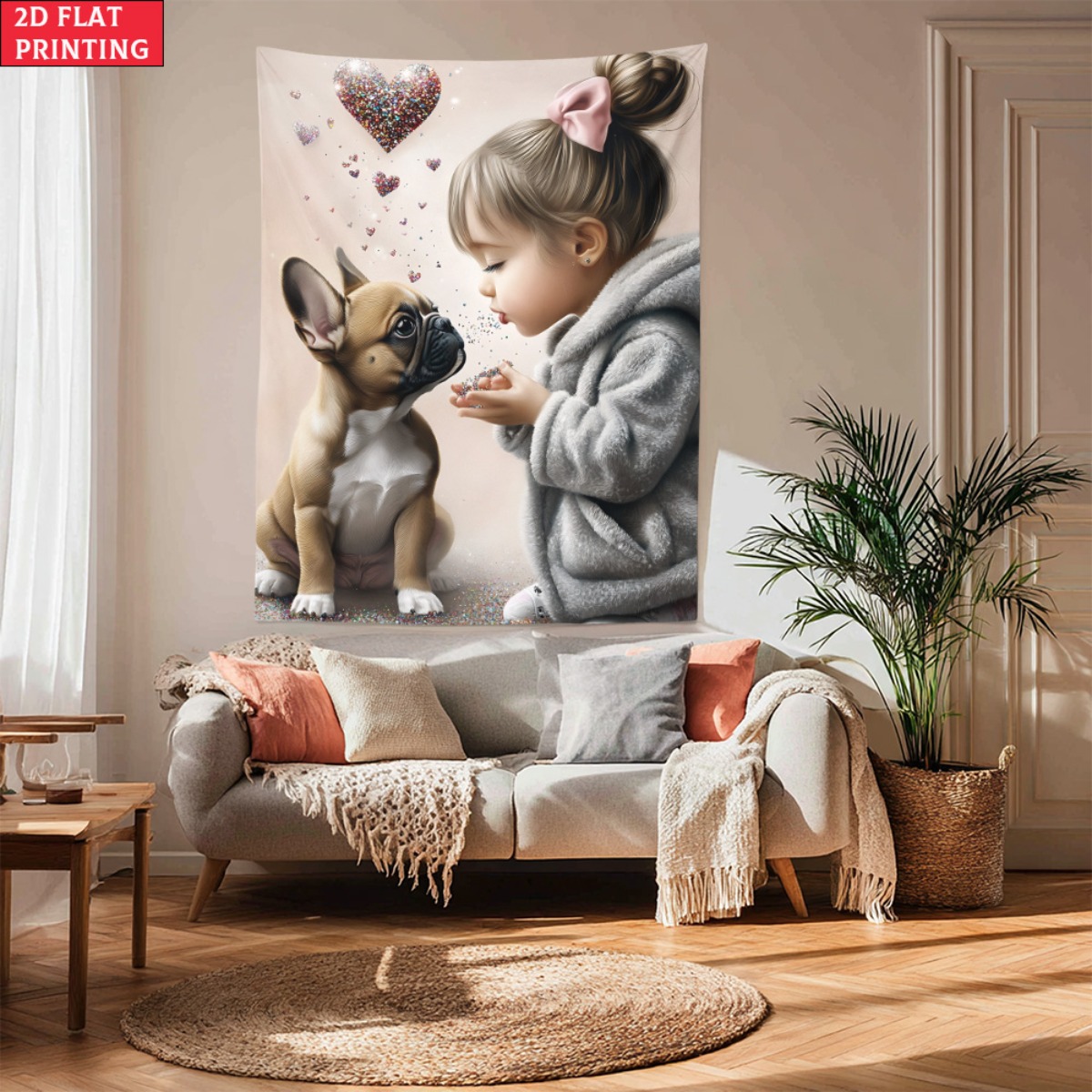 Girl with french bulldog puppy - Baby Nursery Girl Room recensione e prezzo