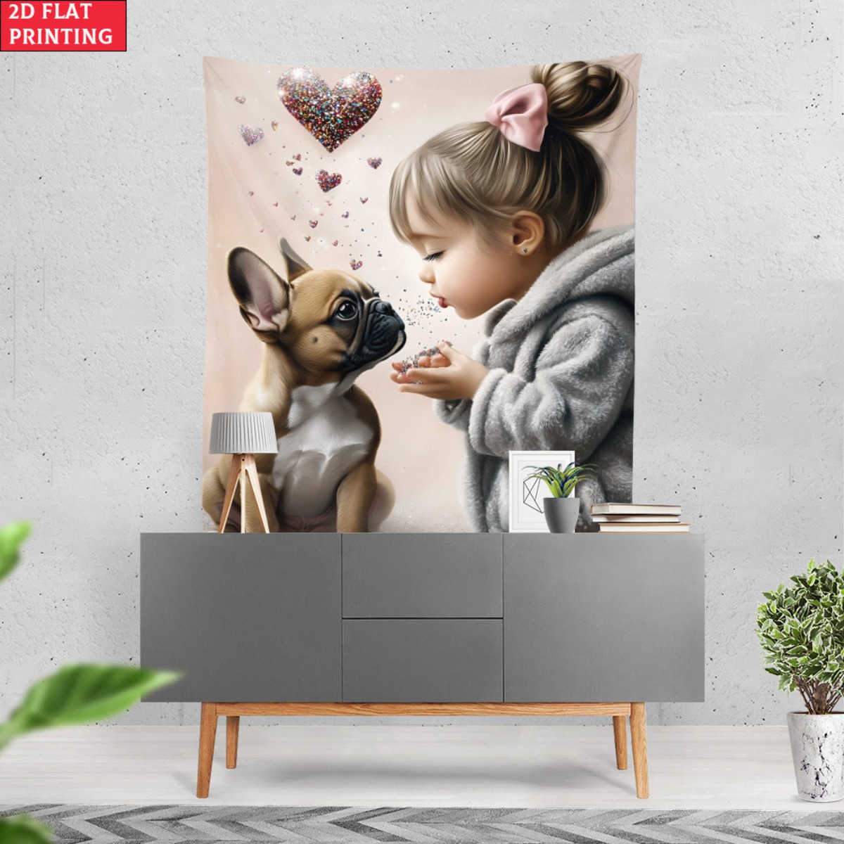 Girl with french bulldog puppy - Baby Nursery Girl Room recensione e prezzo