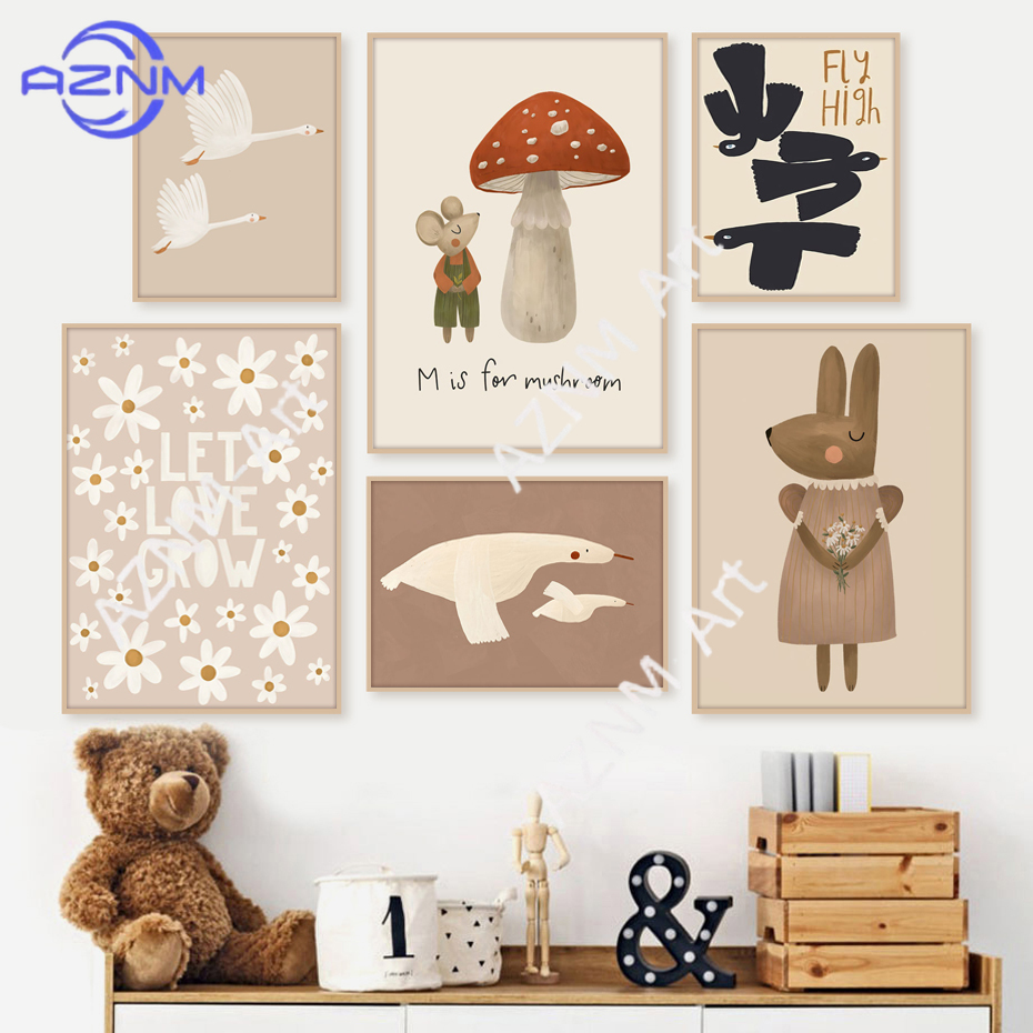 Boho Cartoon Rabbit Mouse Goos - Baby Nursery Pictures recensione e prezzo