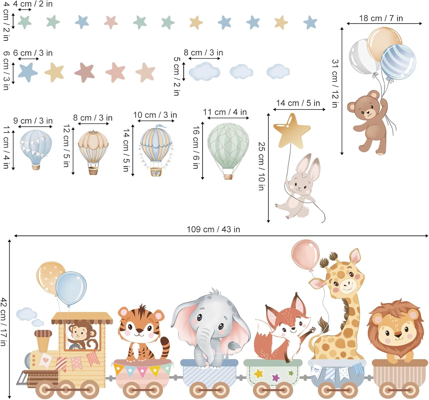 Jungle Animals Train Wall Stic - Baby Nursery Images Free recensione e prezzo