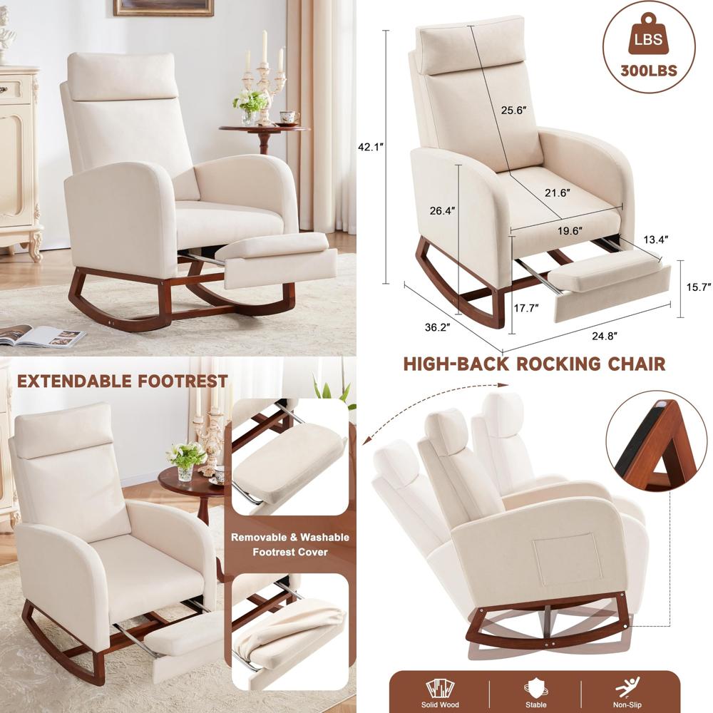 High-Back Nursery Rocking Chai - Baby Nursery Glider Chair recensione e prezzo
